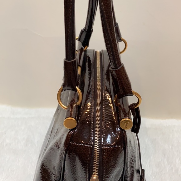 Yves Saint Laurent Majorelle Patent Leather Bag chocolate brown color - Picture 8 of 16